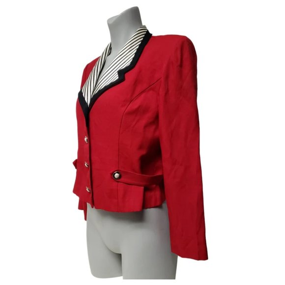 90s Petite Perceptions by Irene B red button front cropped jacket . size 12 - Picture 2 of 5